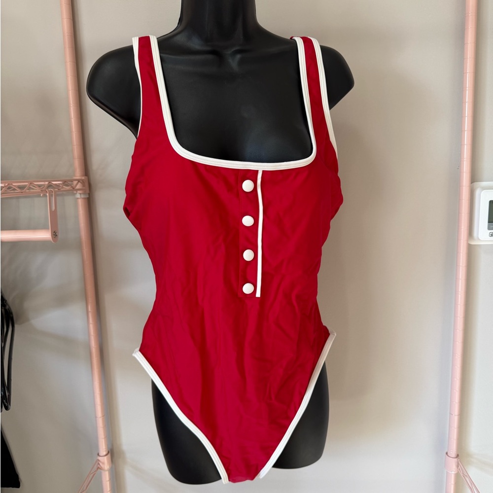 Cupshe Red Swimsuit with White Accents